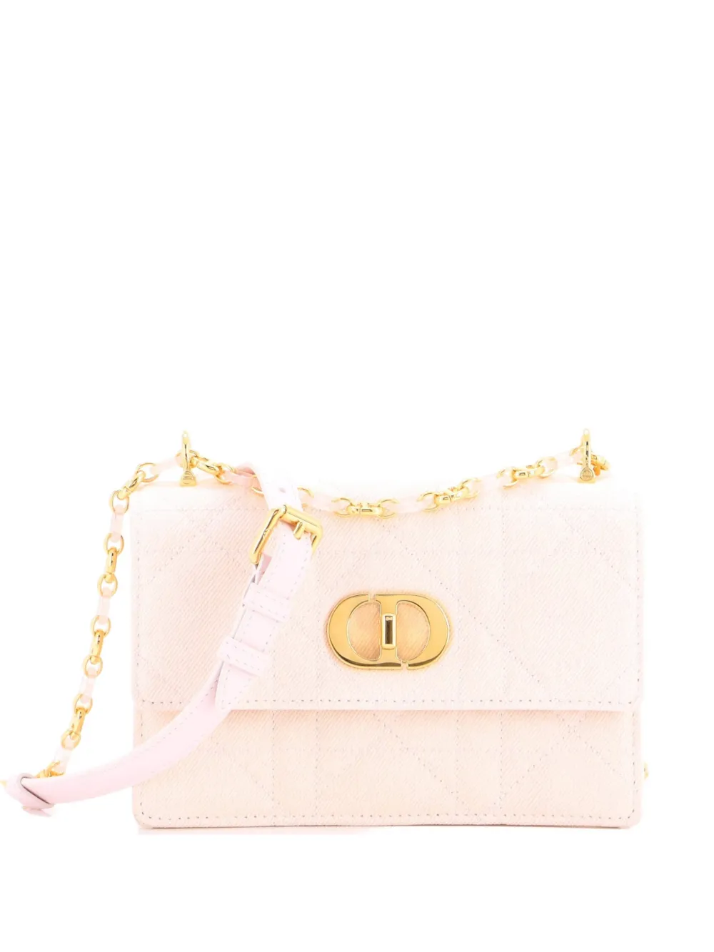 Pre-owned Dior Miss Caro Flap Bag Cannage Quilt Denim Mini Shoulder Bag In Pink