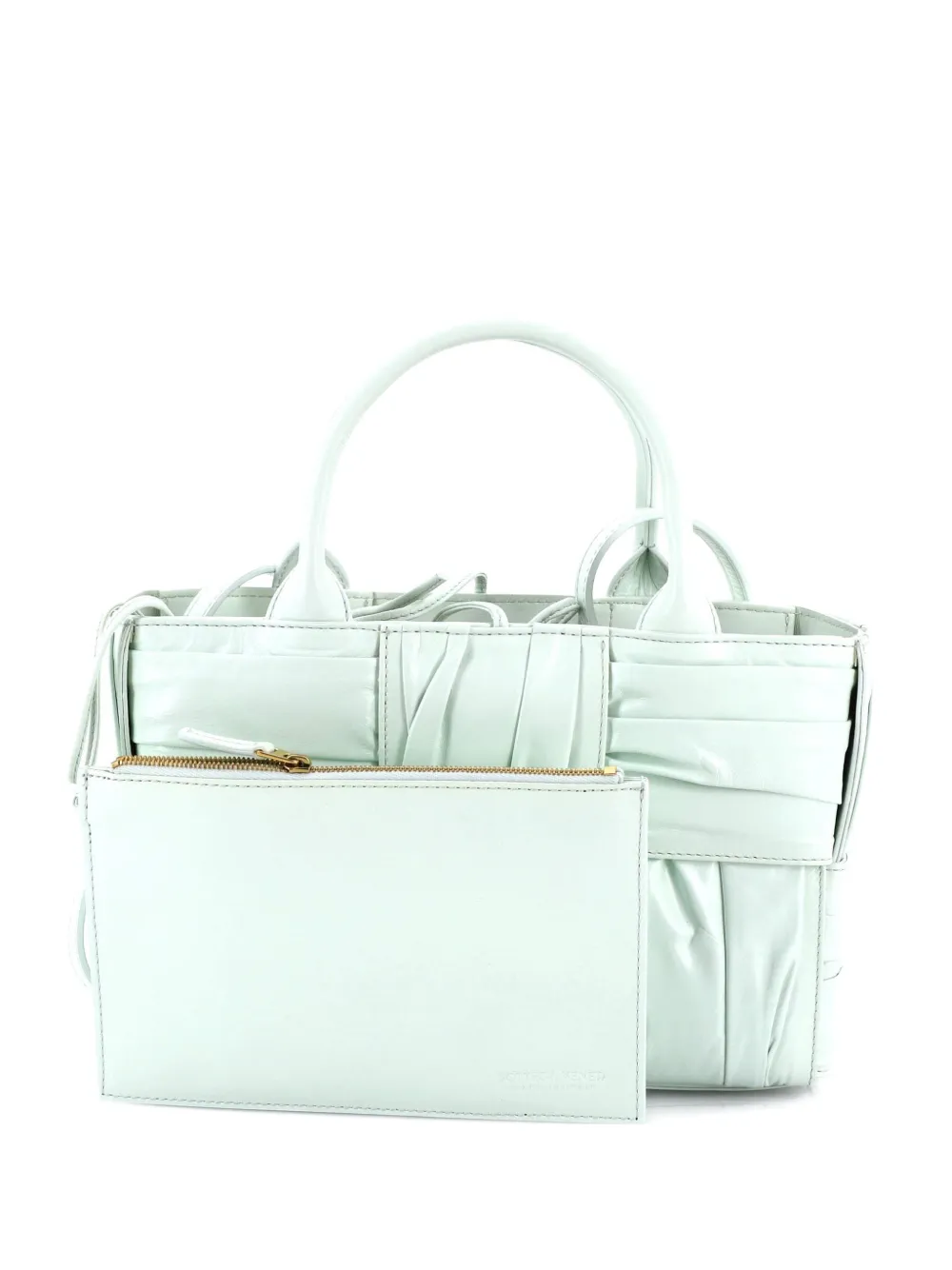 Pre-owned Bottega Veneta Arco Maxi Intrecciato Plisse Leather Mini Tote Bag In Green