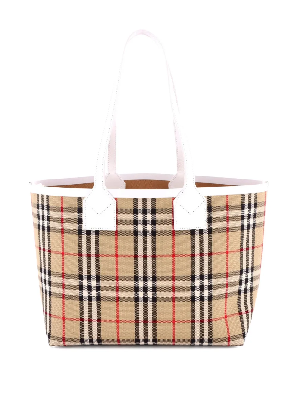 Pre-owned Burberry London Vintage Check Canvas Small Tote Bag In Brown