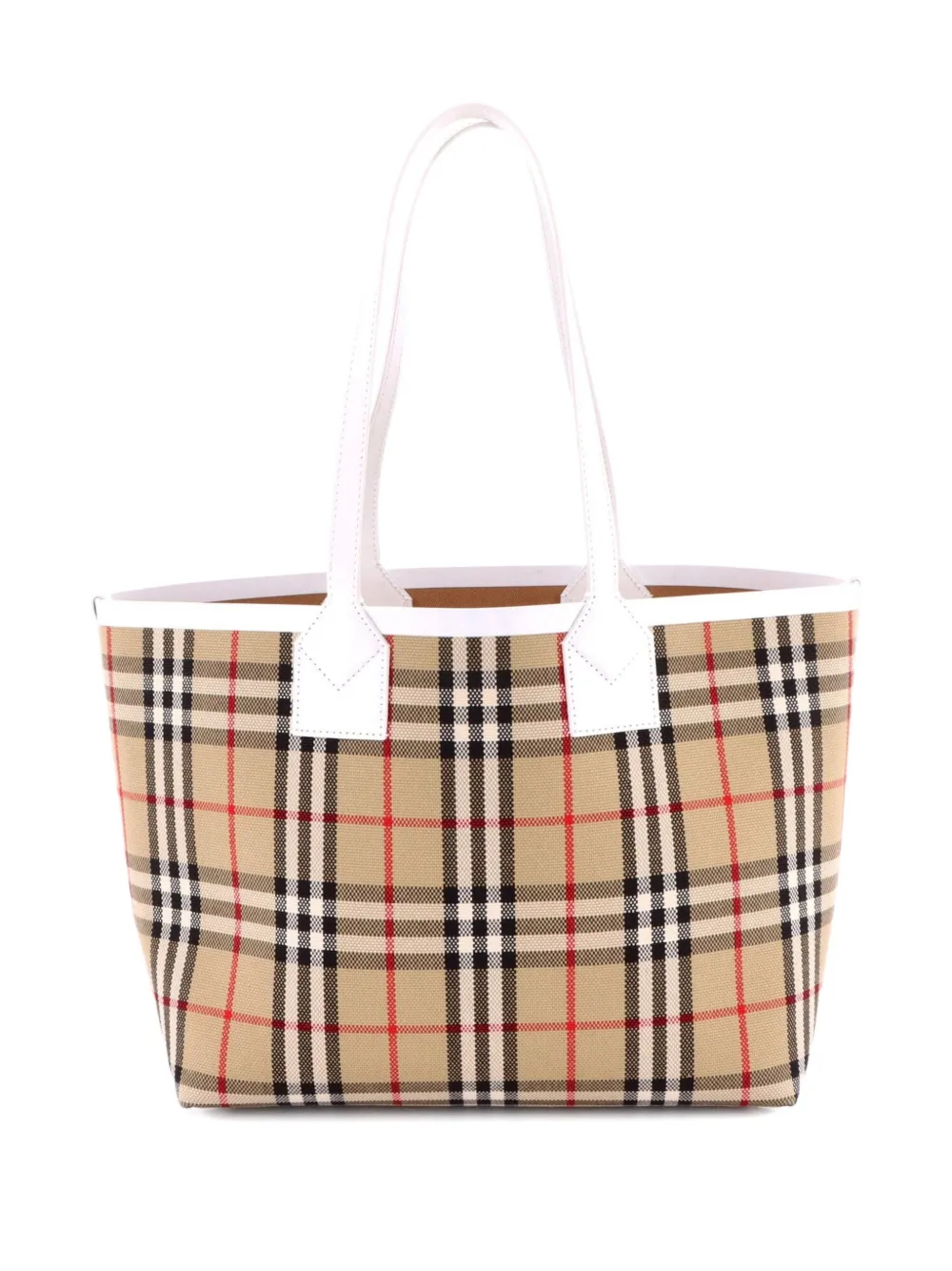 Pre-owned Burberry London Vintage Check Canvas Small Tote Bag In Brown
