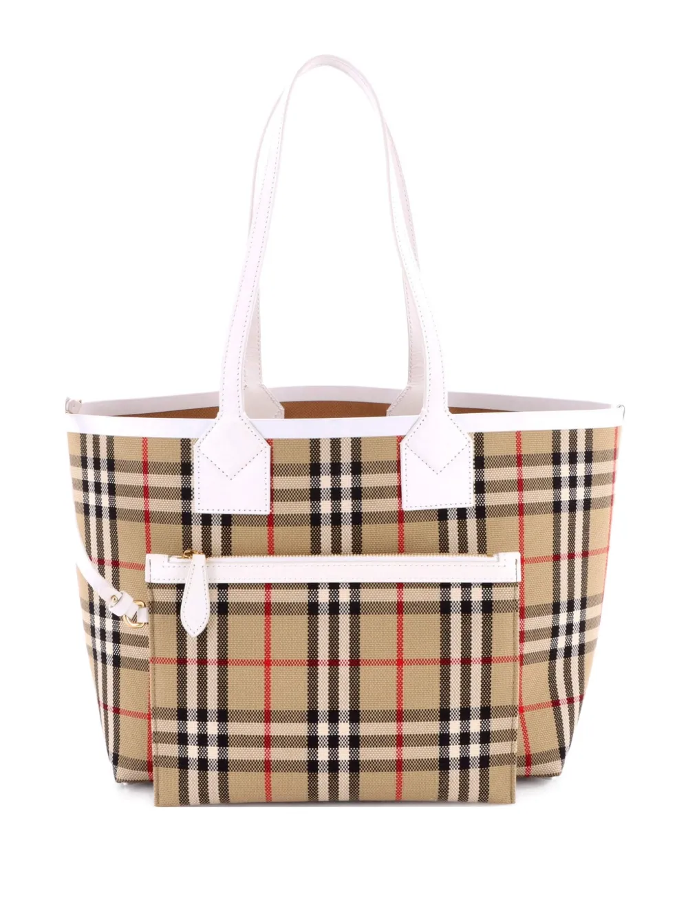 Pre-owned Burberry London Vintage Check Canvas Small Tote Bag In Brown