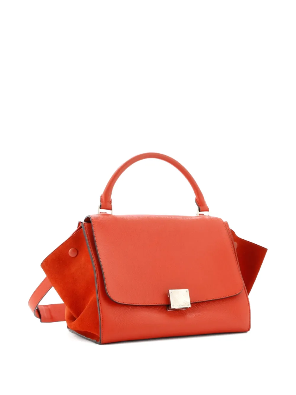 CELINE Pre-owned Trapeze Bag Leather Small Satchel In Orange