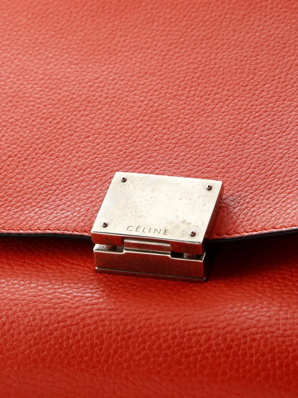 CELINE Pre-owned Trapeze Bag Leather Small Satchel In Orange