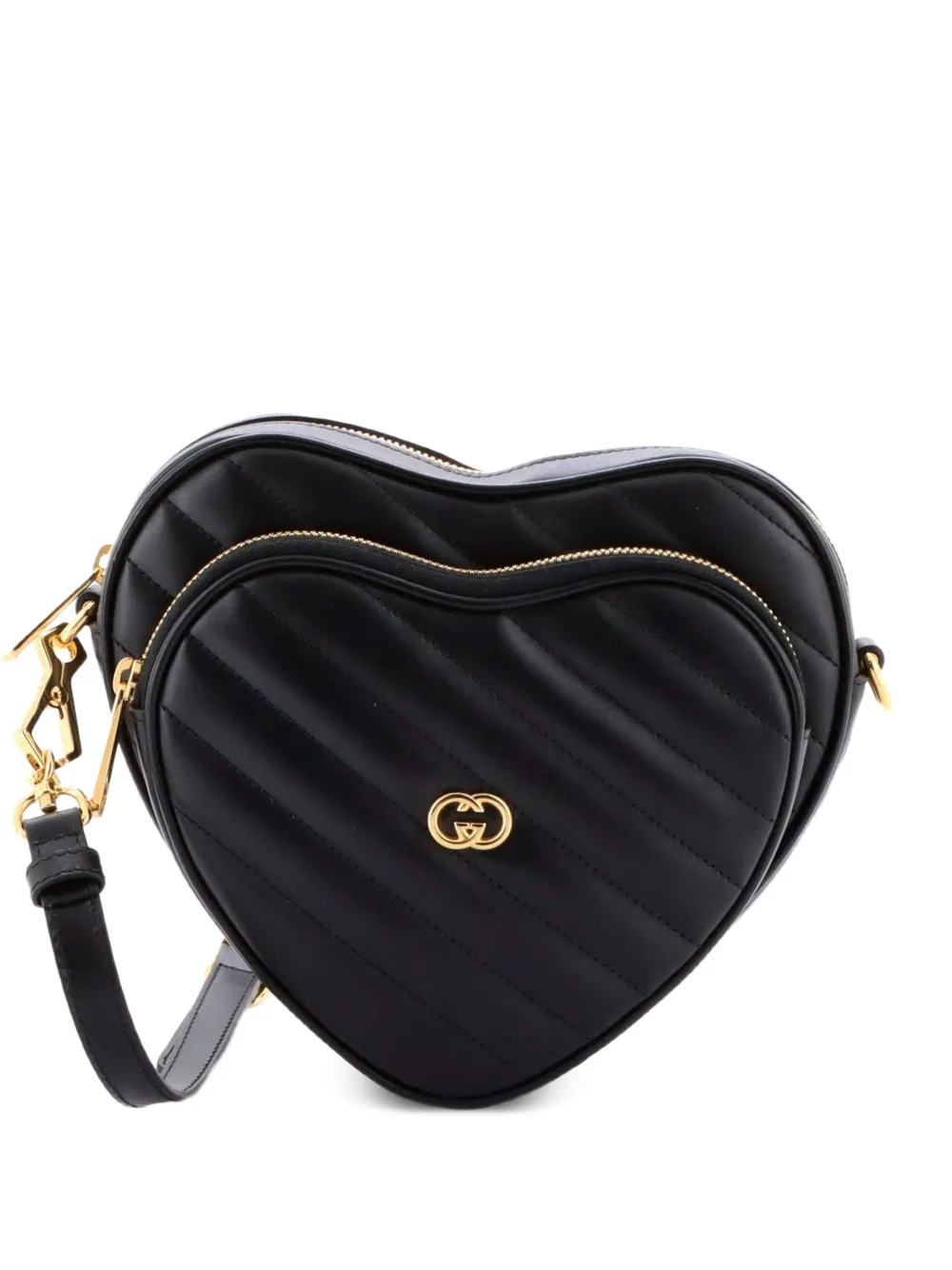 Gucci Pre-Owned Interlocking G Heart Diagonal Quilted Leather Mini shoulder bag - Nero