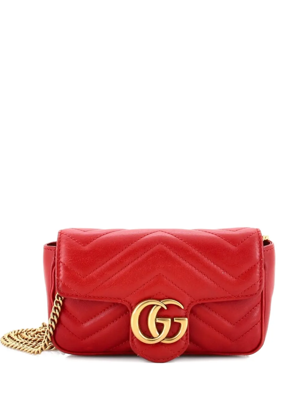 Gucci Pre-Owned GG Marmont Flap Bag Matelasse Leather Super Mini crossbody bag - Rosso