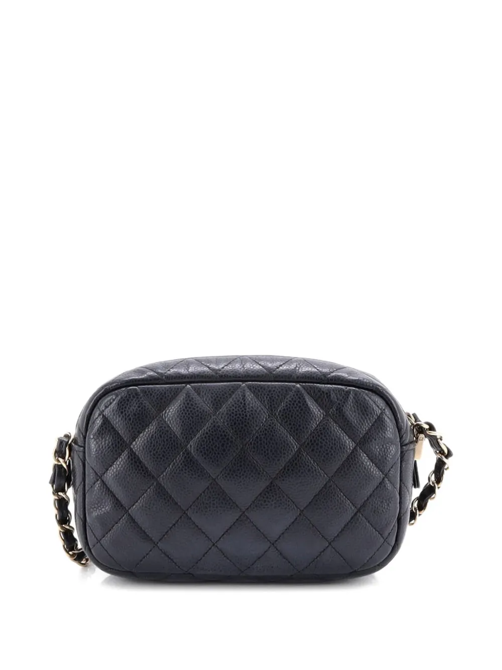 Pre-owned Chanel Camera Case Bag Quilted Caviar Mini Crossbody Bag In Black