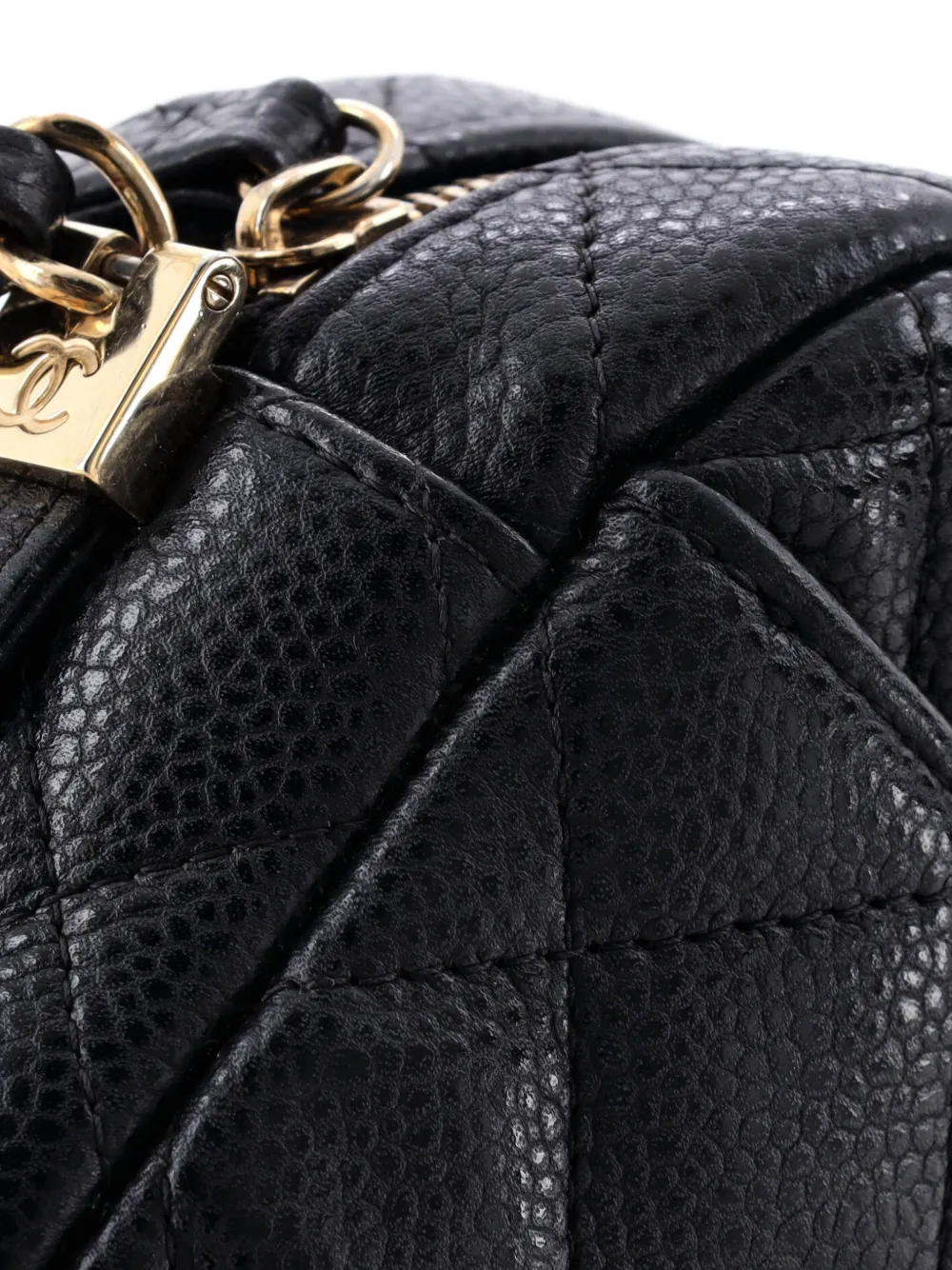 Pre-owned Chanel Camera Case Bag Quilted Caviar Mini Crossbody Bag In Black