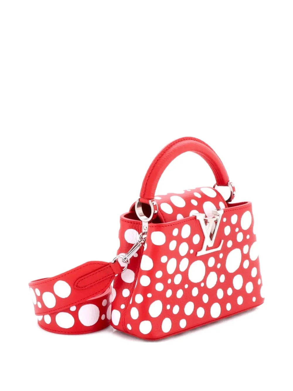 LOUIS VUITTON Pre-owned Capucines Bag Yayoi Kusama Infinity Dots Taurillon Leather Mini Crossbody Bag In Red