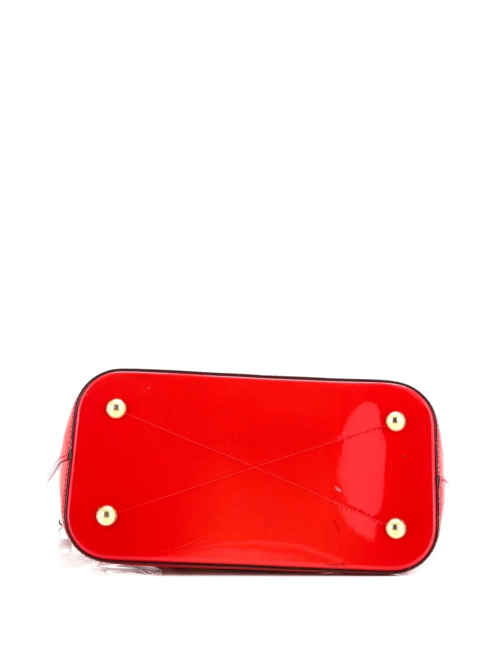 Pre-owned Louis Vuitton Montebello Handbag Monogram Vernis Mm Satchel In Red