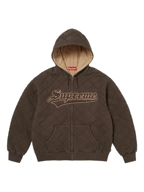 Supreme logo-patch quilted-pattern bomber jacket