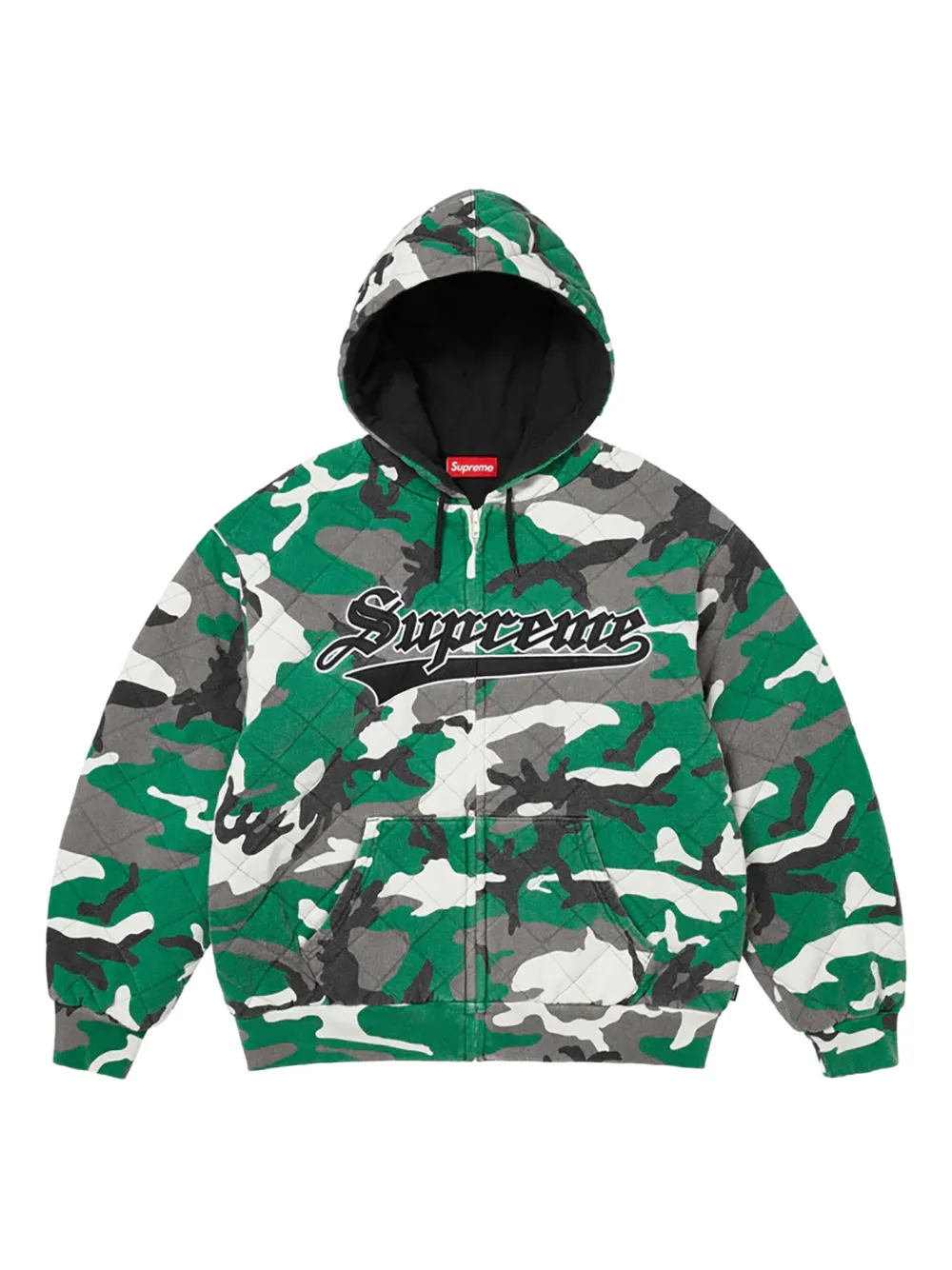 Supreme sweat zippé à design matelassé et capuche | vert | Image 1