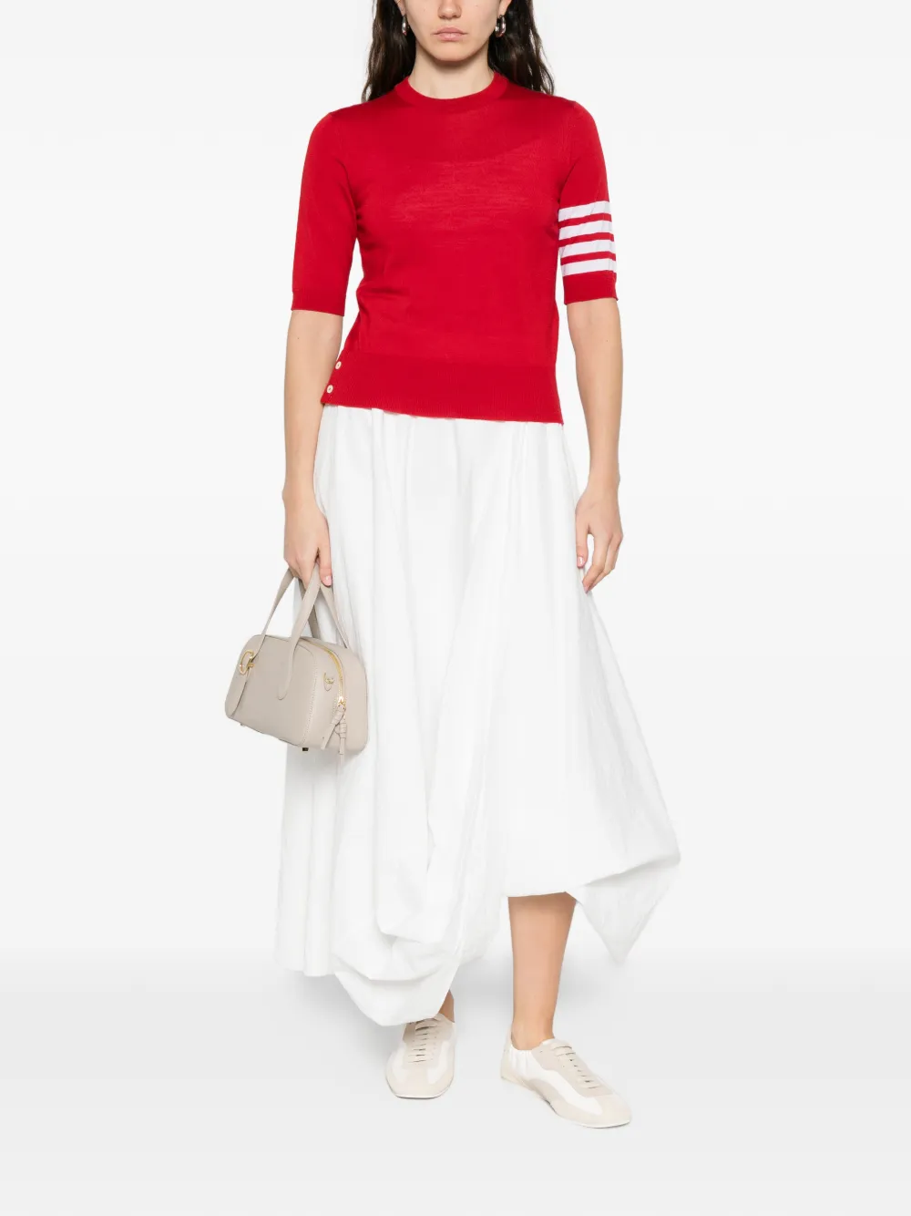  Thom Browne Stripe-detail T-shirt - Red 