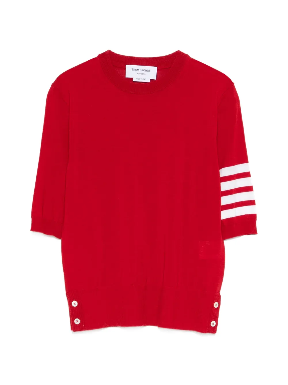 Thom Browne stripe-detail T-shirt - Rosso