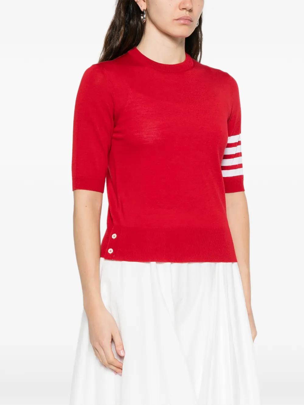  Thom Browne Stripe-detail T-shirt - Red 