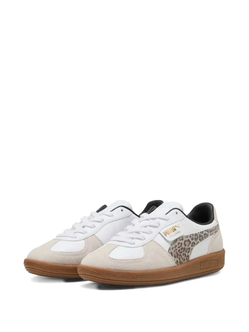 PUMA Palermo low-top sneakers met luipaardprint Wit