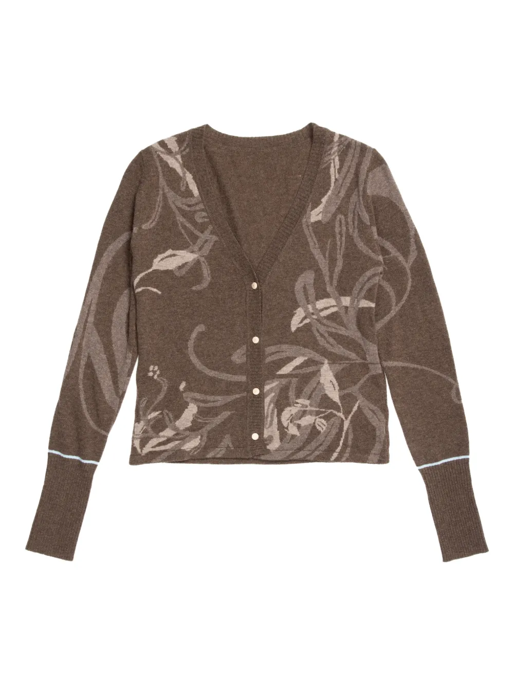YANGKEHAN floral-print buttoned cardigan | Brown | Image 1
