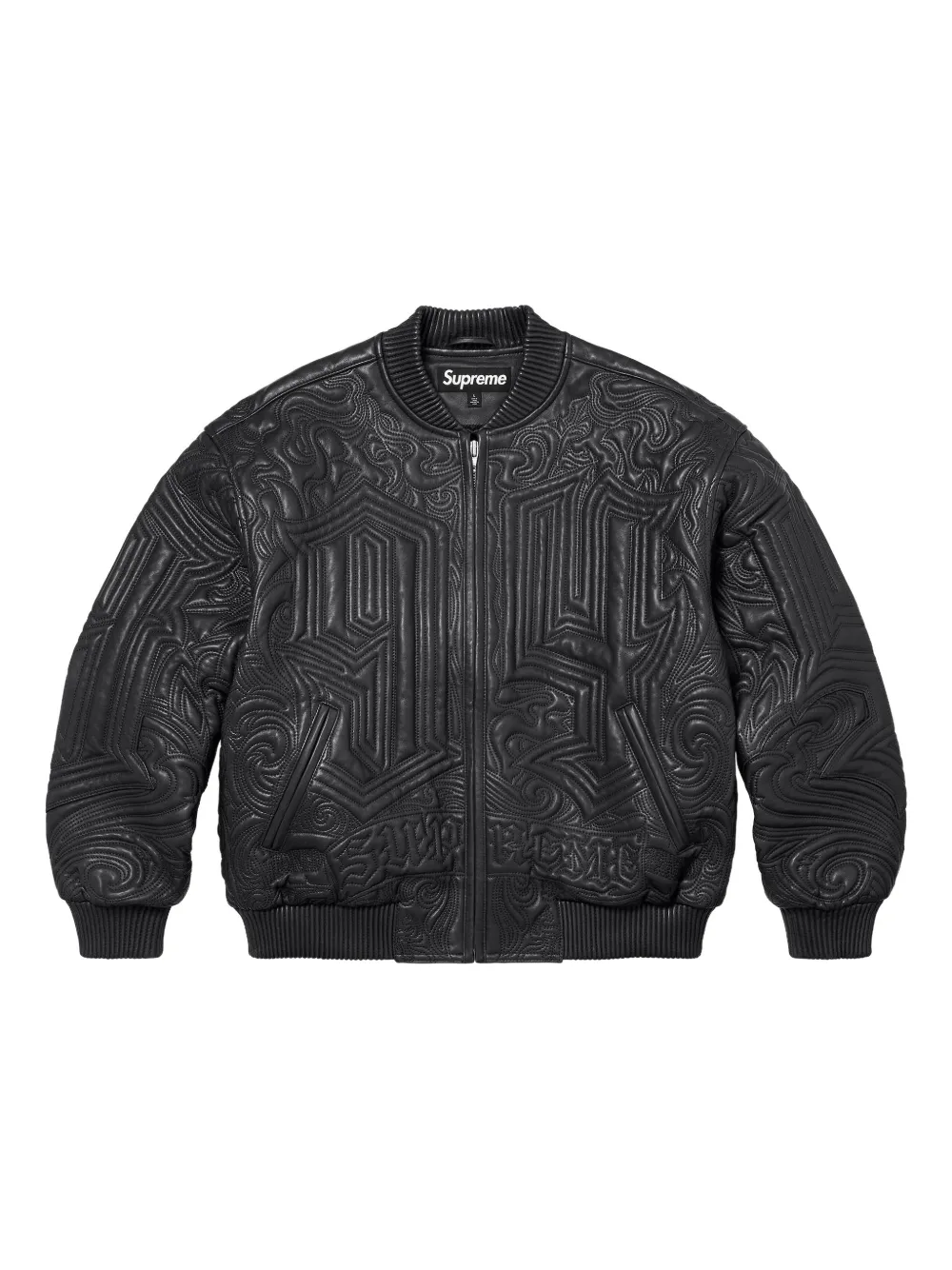 Supreme embroidered leather jacket - Nero