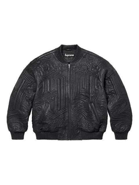 Supreme embroidered leather jacket