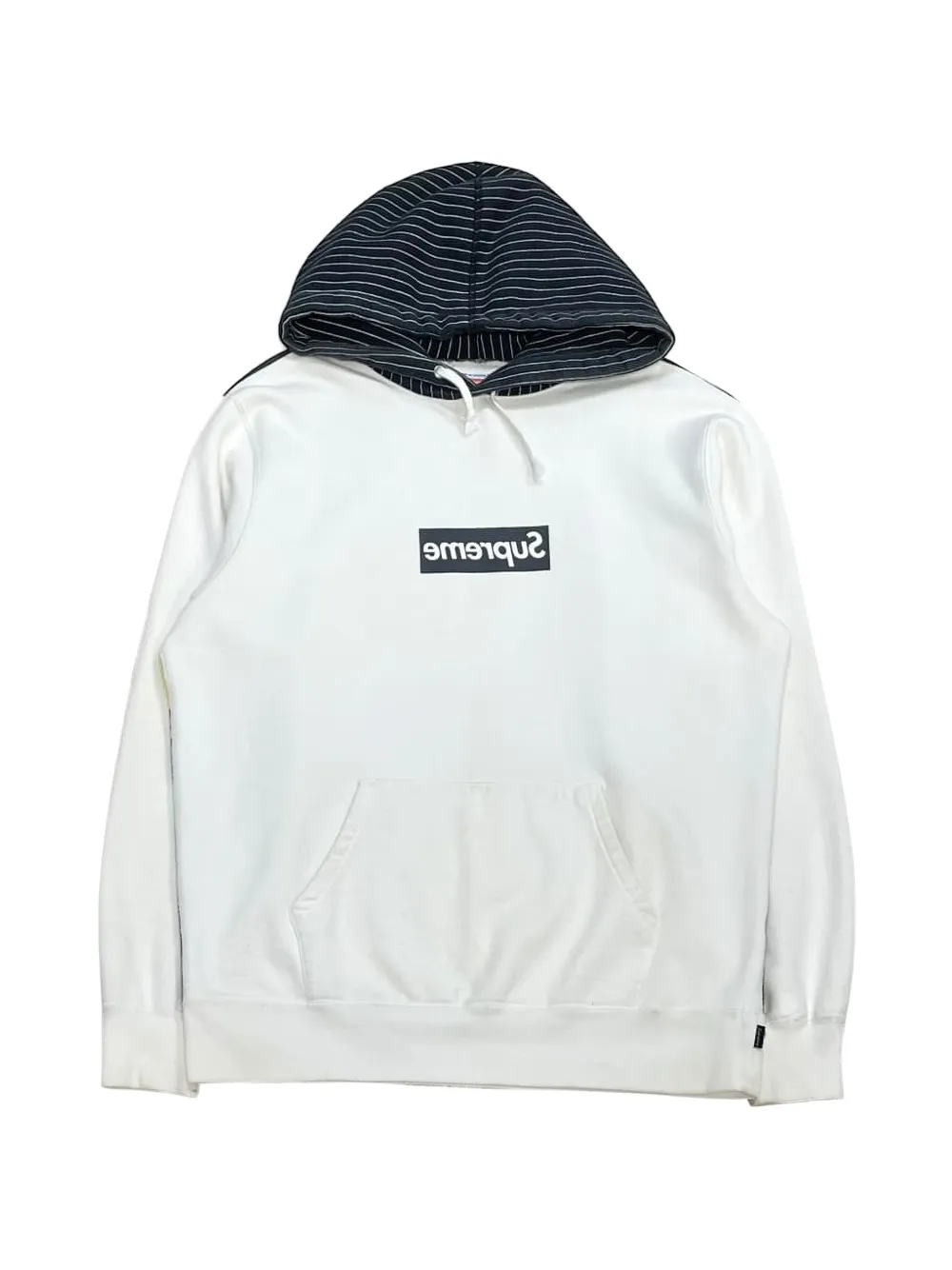 Supreme x Comme Des Garçons Felpa a righe con cappuccio - Bianco