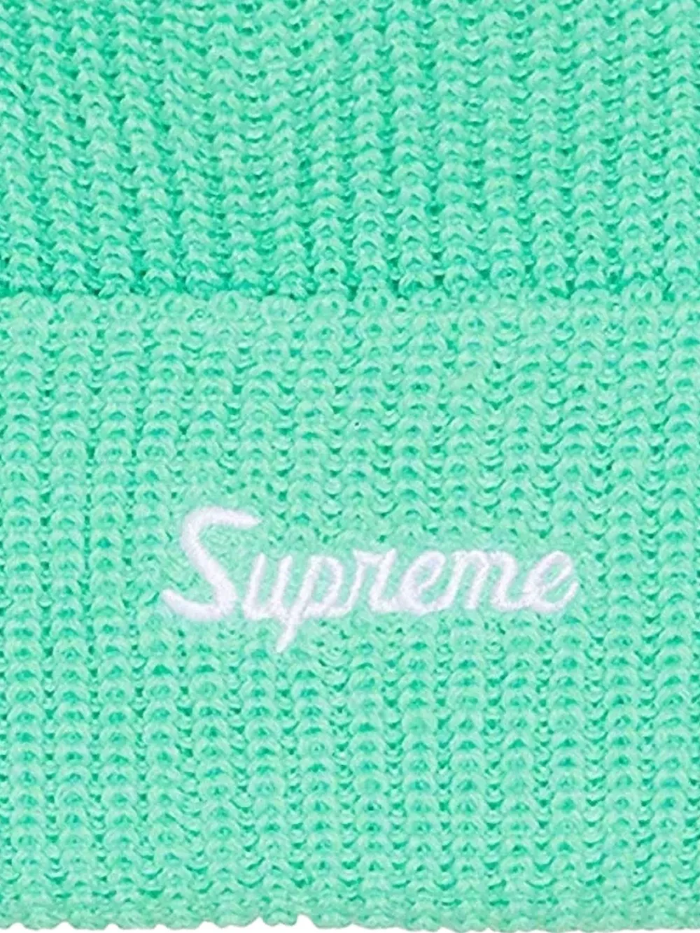 Supreme logo-embroidered gauge beanie hat - Groen