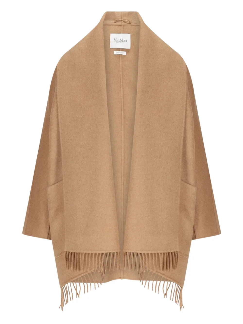 Max Mara fringed long-sleeve coat - Braun