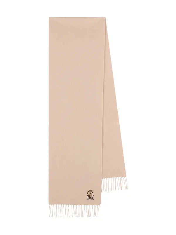 Max Mara Fringed Embroidered-detail Scarf in Neutrals