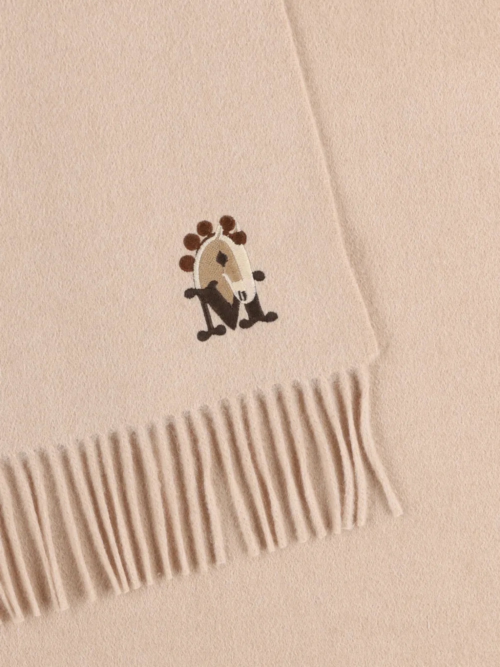 Max Mara fringed embroidered-detail scarf - Beige
