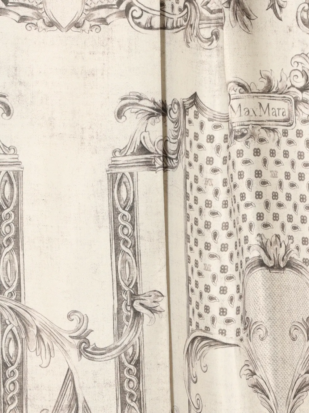 Max Mara Printed Belted Midi Dress In Neutral