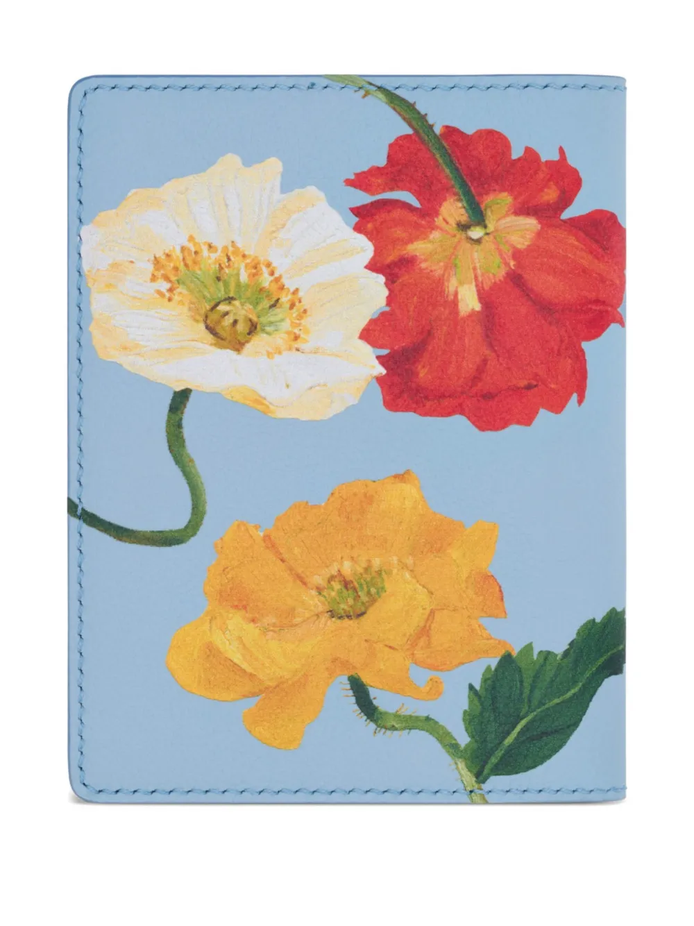 Oscar De La Renta Poppy-printed Passport Cover In Brown