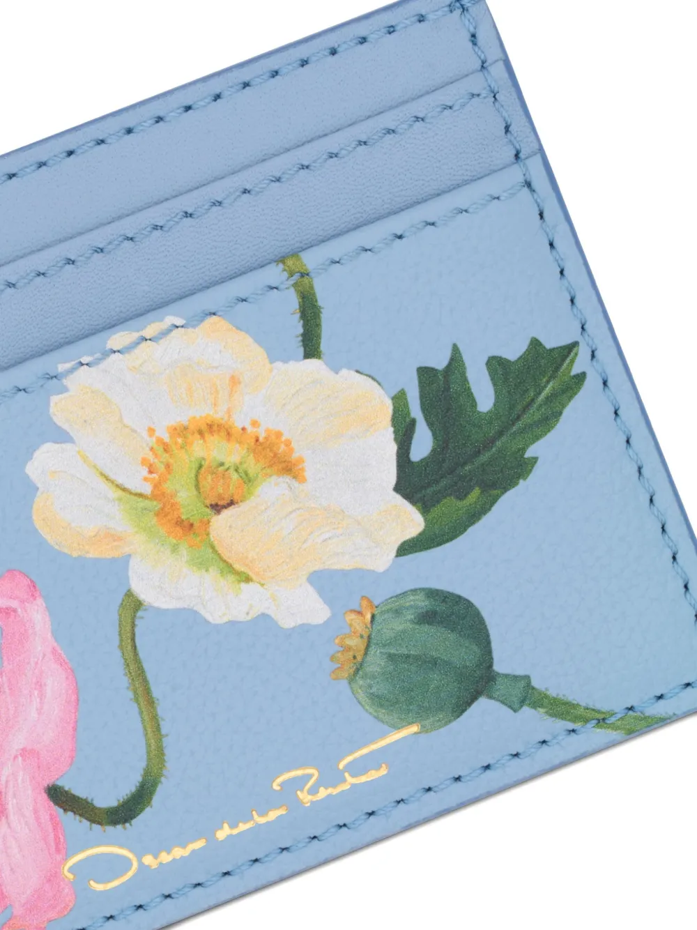 Oscar de la Renta Pasjeshouder met klaprozenprint Blauw