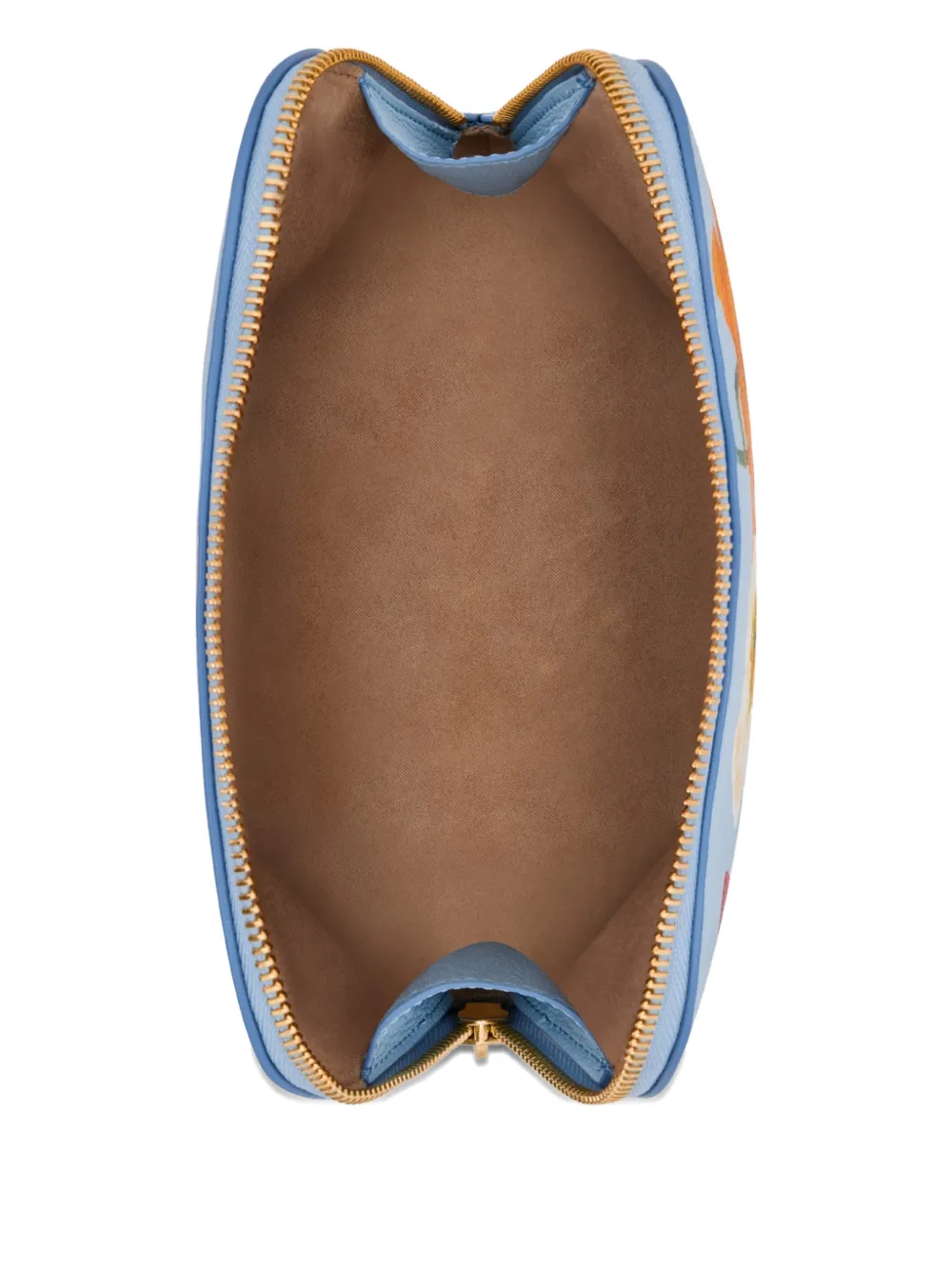 Oscar De La Renta Medium Poppy-printed Makeup Bag In Brown