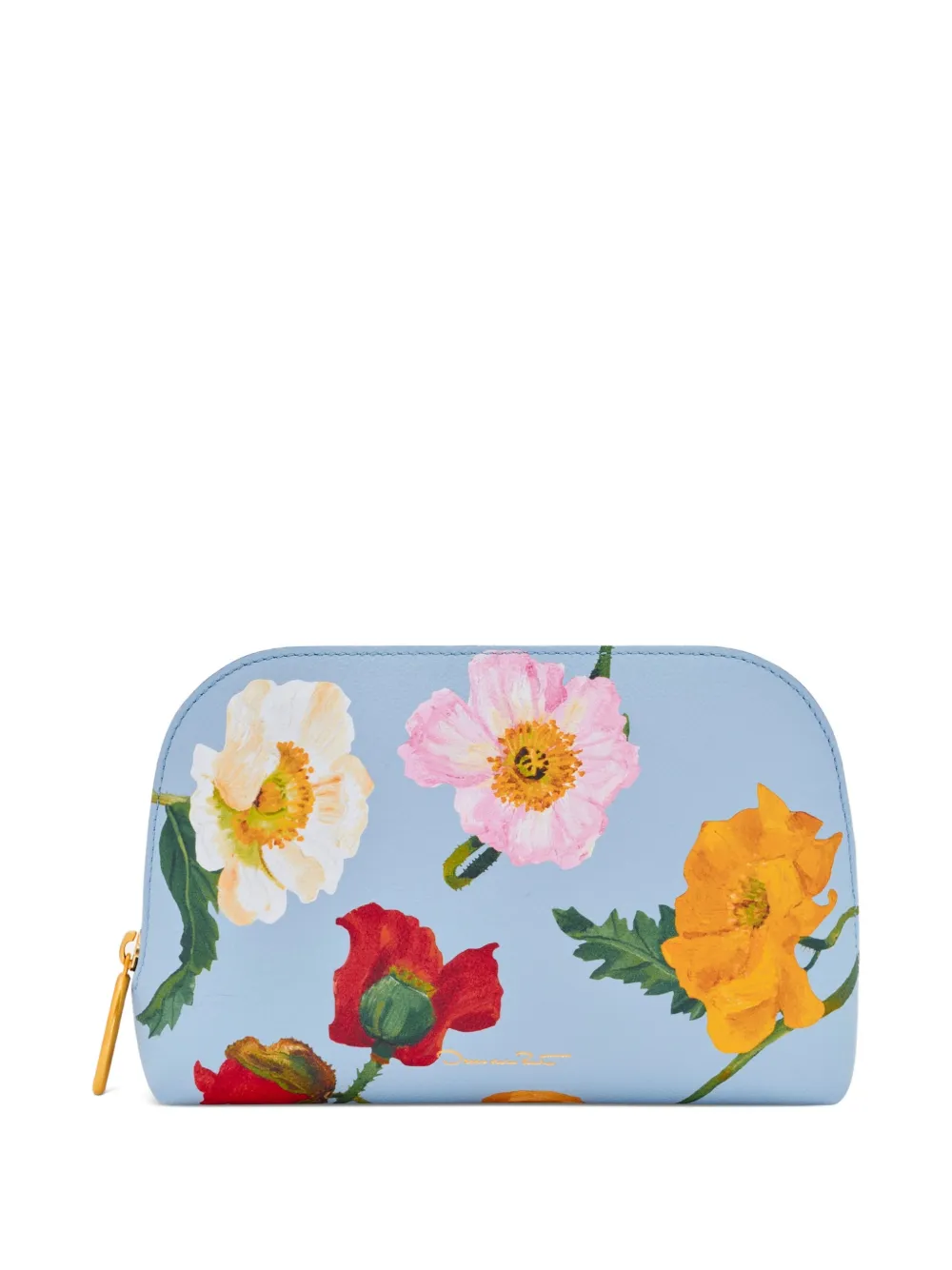 Oscar de la Renta medium poppy-printed makeup bag - Blauw