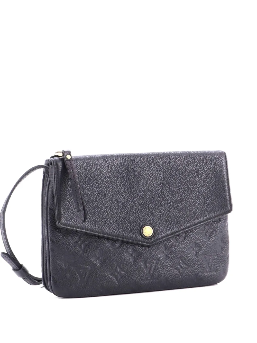 Pre-owned Louis Vuitton Twice Handbag Monogram Empreinte Leather Crossbody Bag In Black