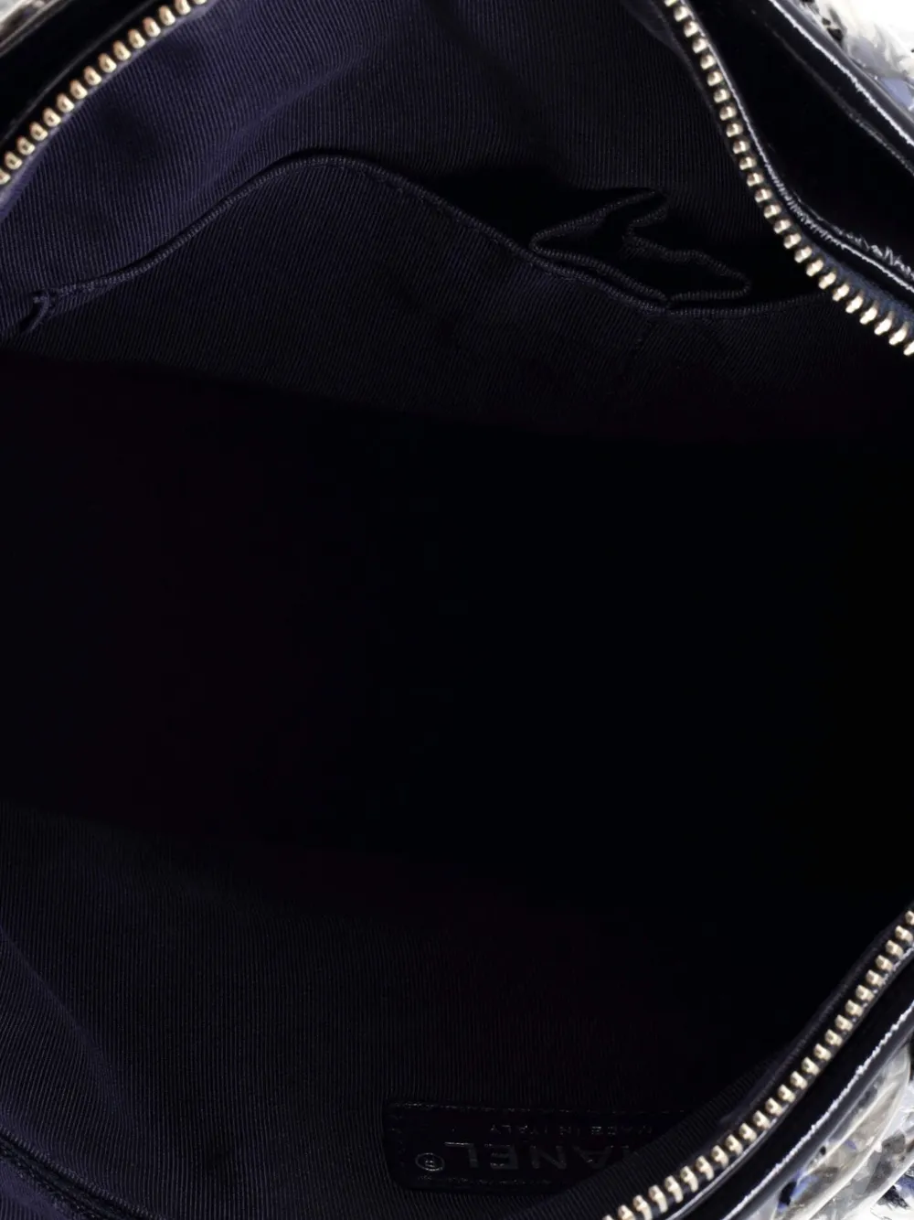 CHANEL Pre-owned Gabrielle Chevron Pvc Over Tweed Medium Hobo Bag In Blue