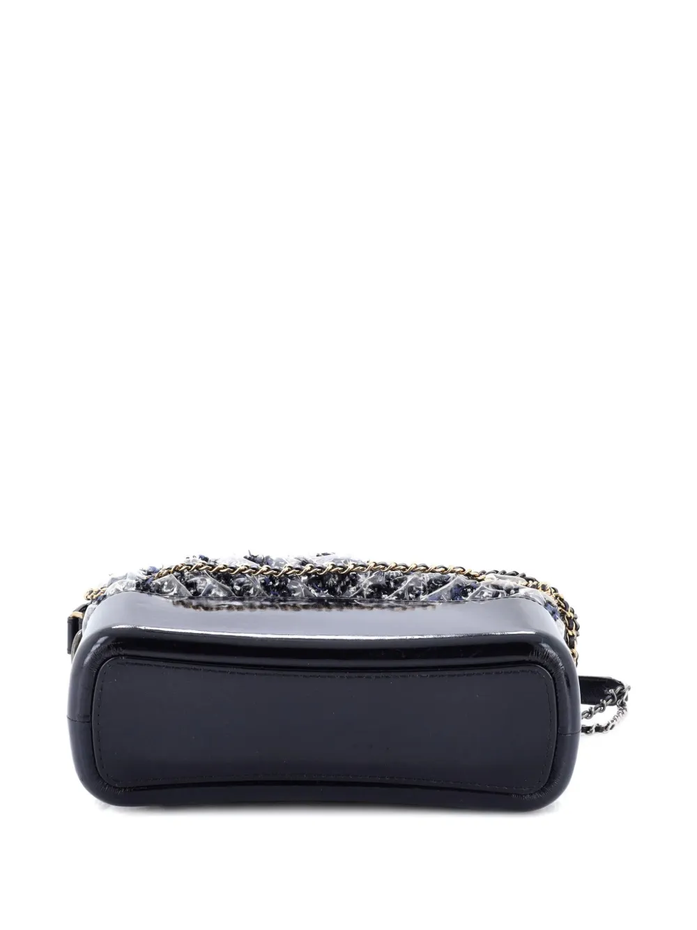 CHANEL Pre-owned Gabrielle Chevron Pvc Over Tweed Medium Hobo Bag In Blue