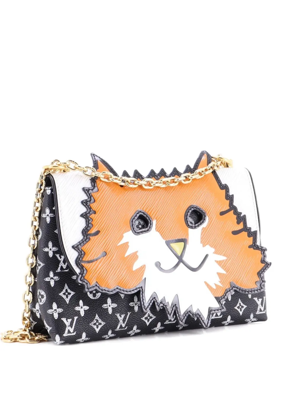 Click to view more detailed imagery on our partner's website Pre-owned Louis Vuitton Orange Cat Limited Edition Grace Coddington Epi Leather And Catogram Canvas Shoulder Bag In Black