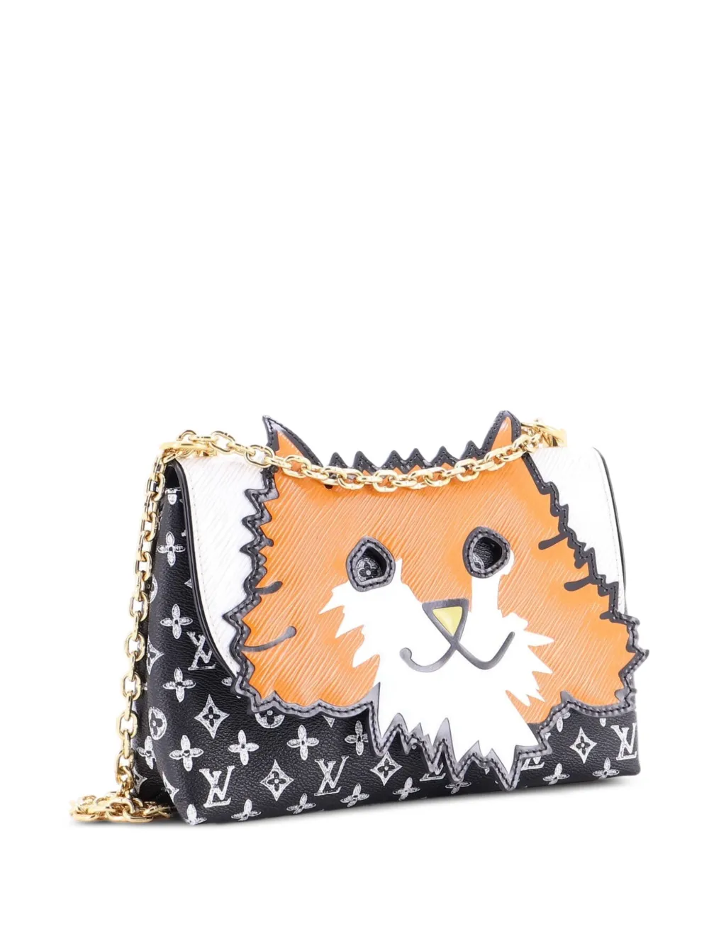 Louis Vuitton Pre-Owned Orange Cat Limited Edition Grace Coddington Epi Leather and Catogram Canvas shoulder bag - Nero