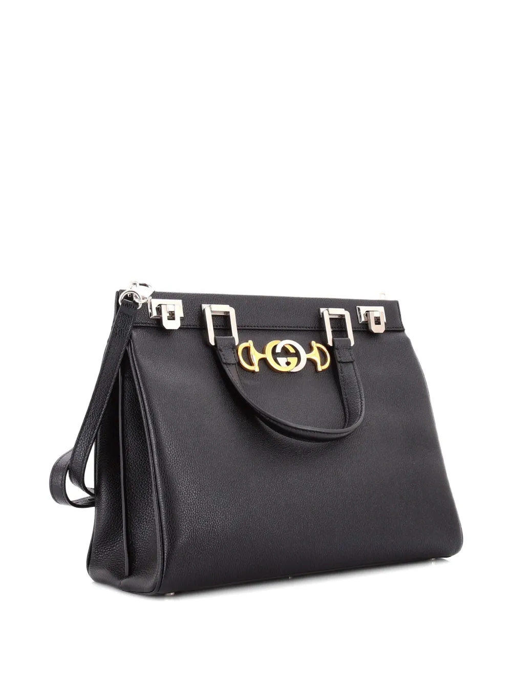 GUCCI Pre-owned Zumi Top Handle Bag Leather Medium Satchel In Black