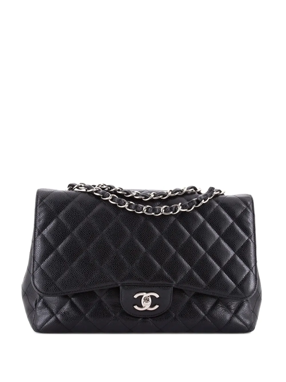 CHANEL Pre-Owned Classic Single Flap Bag Quilted Caviar Jumbo shoulder bag - Black
