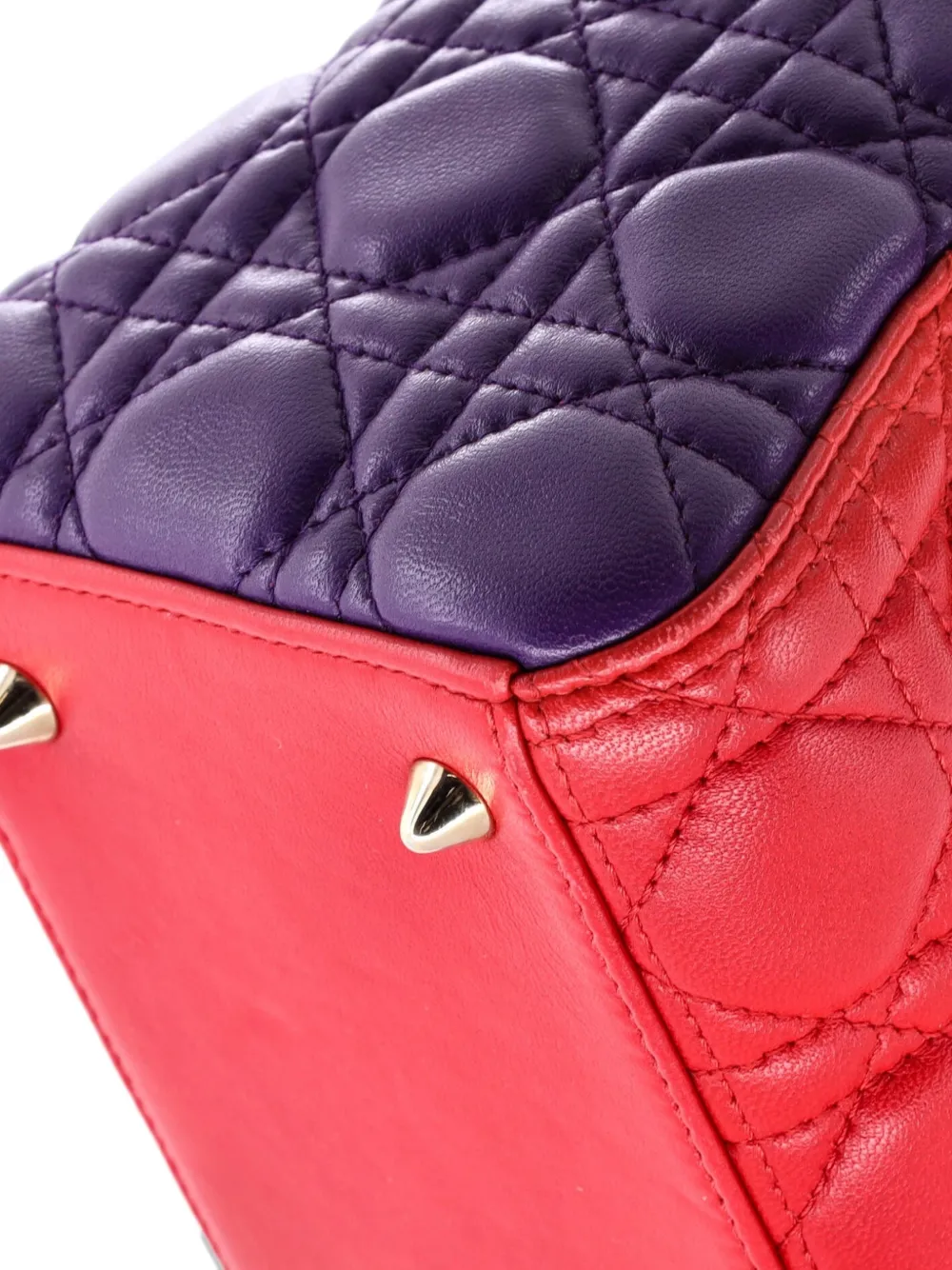 Tricolor Lady Dior Bag Cannage Quilt Lambskin Medium Satchel