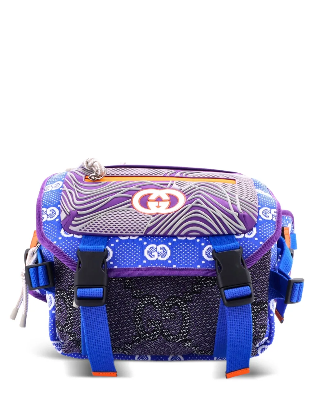 Gucci Pre-Owned Buckle Flap Chest Strap GG Fabric with Rubber backpack | azul | Image 1