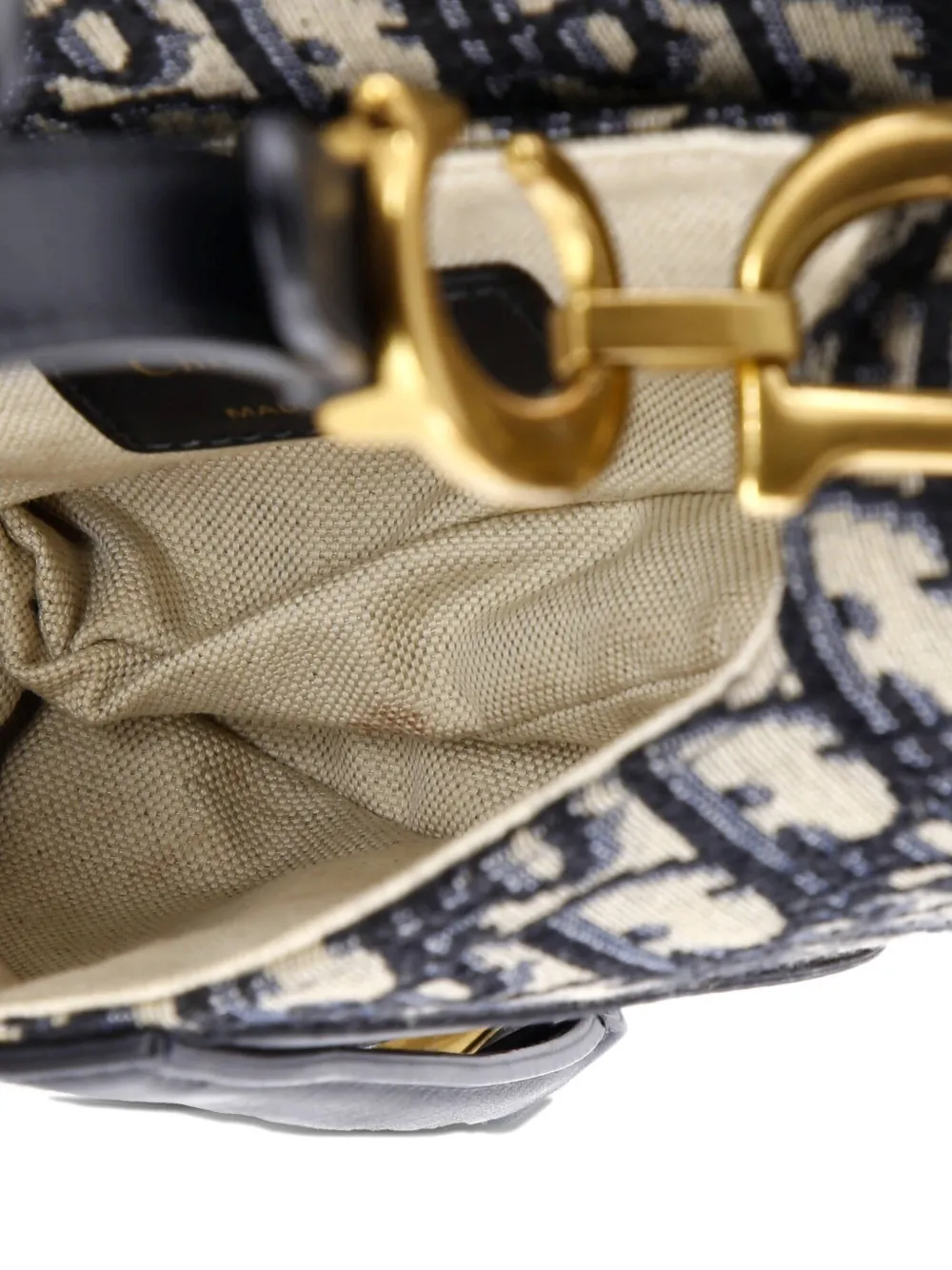 DIOR Pre-owned Saddle Handbag Oblique Canvas Mini Shoulder Bag In Blue