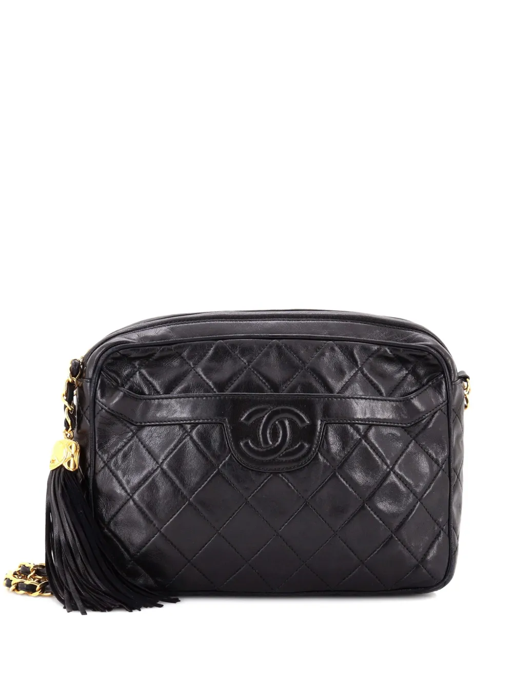 CHANEL Pre-Owned Camera Tassel Bag Quilted Leather Medium shoulder bag - Nero