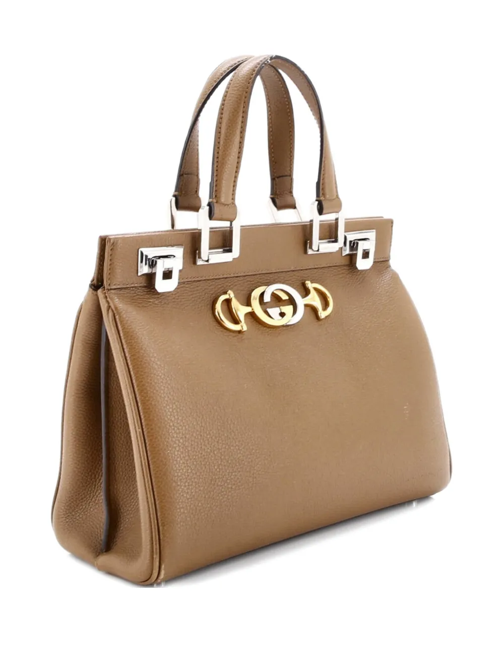 Click to view more detailed imagery on our partner's website Pre-owned Gucci Zumi Top Handle Bag Leather Small Satchel In Brown