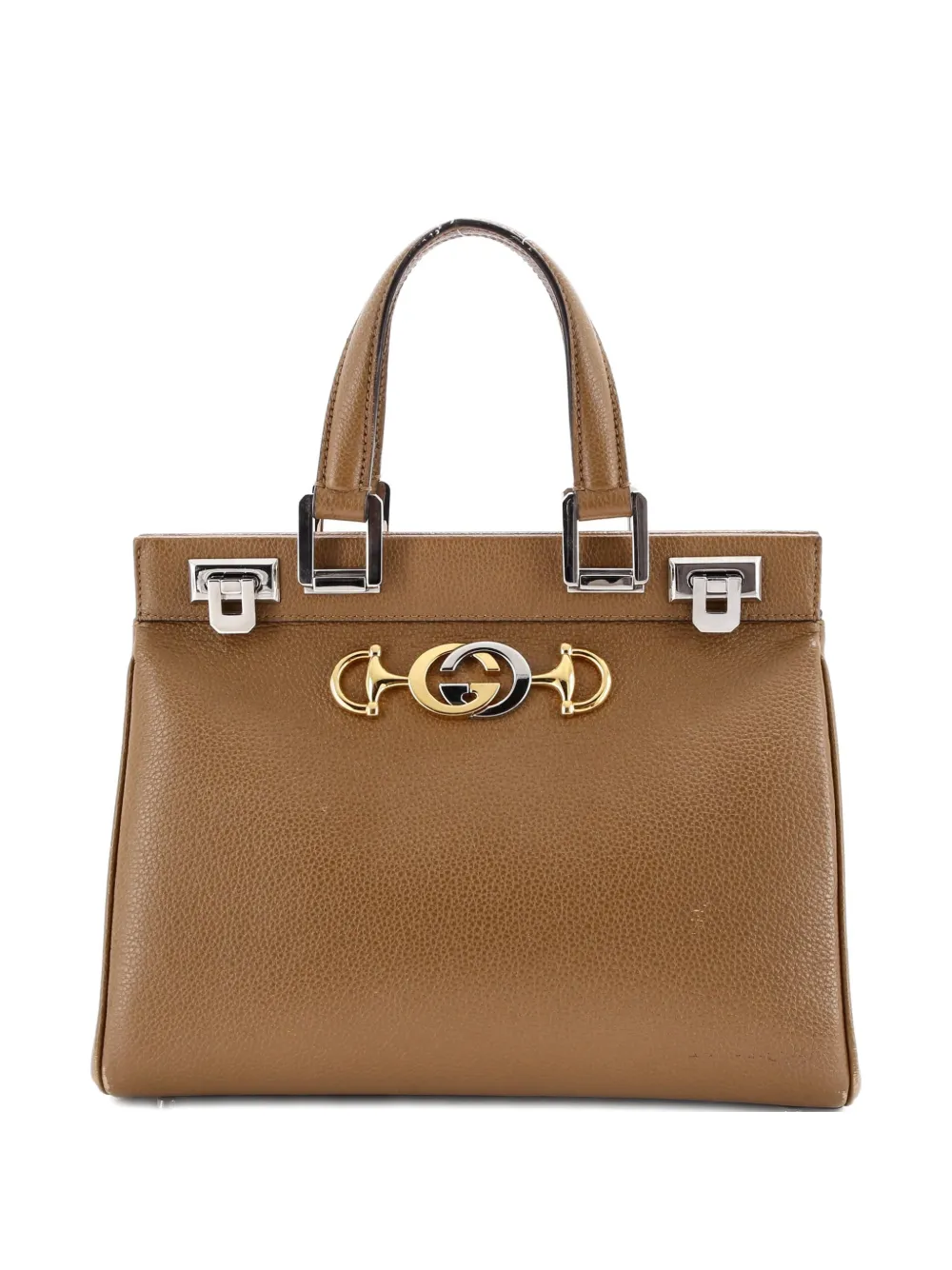 GUCCI Pre-owned Zumi Top Handle Bag Leather Small Satchel In Brown