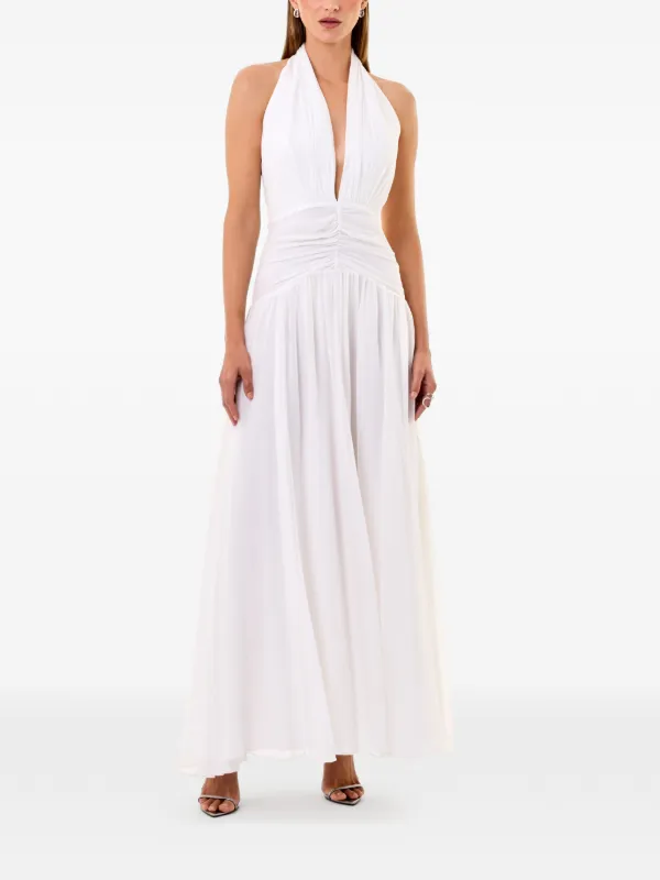 arella midi dress Arella Maxi Dress Brown Polka Dot Collection