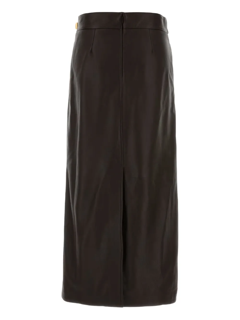 Ferragamo Leather Maxi Skirt In Brown
