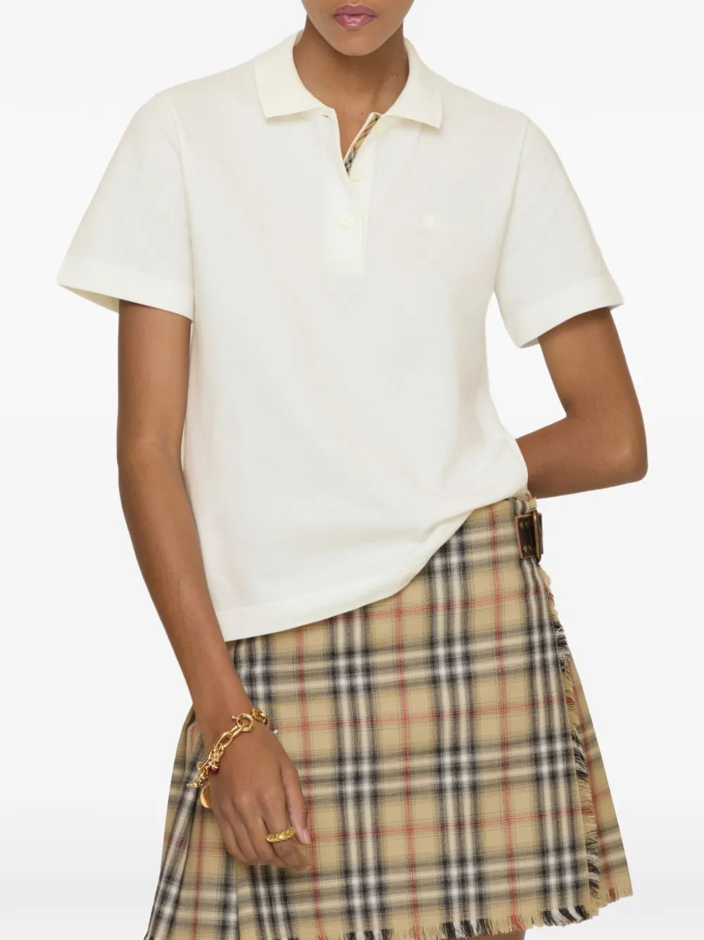 Burberry Polotop met geborduurd logo - Wit