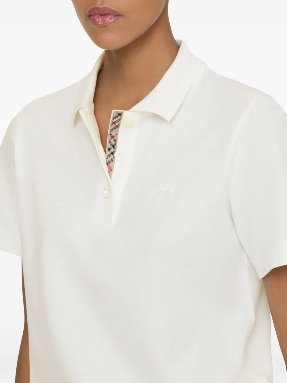  Burberry Logo-embroidered Polo Top - White 