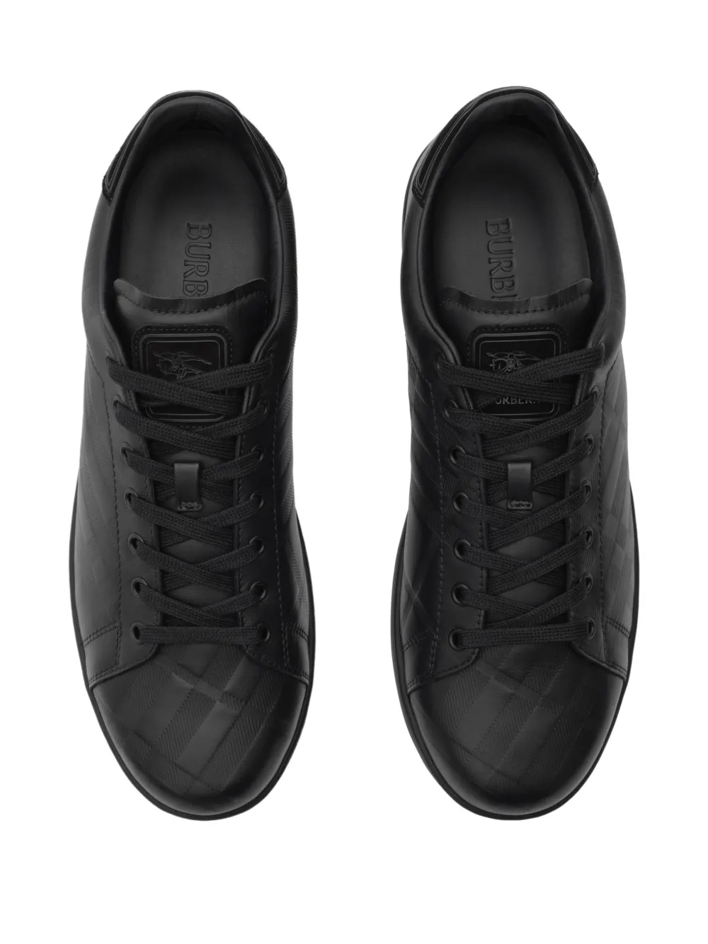 Burberry embossed-check leather sneakers Zwart